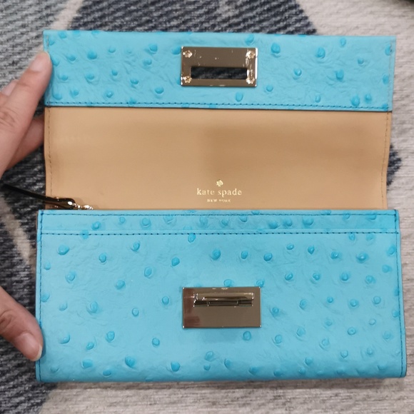 New Kate Spade Wellesly Ostrich Cyndy Long Wallet - Picture 4 of 11